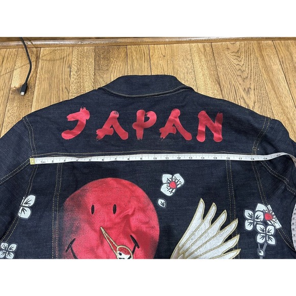deKryptic Smiley Painted Dark Denim Jean Jacket Graphic Print Men’s Size 3XL - Picture 14 of 14